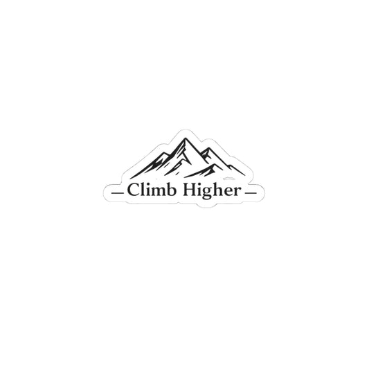 Climb Higher Mountain Sticker — Minimalist Outdoor Adventure Laptop Decal