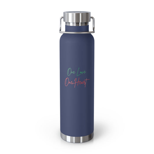 Insulated Water Bottle — "One Love One Heart" Stainless 22oz