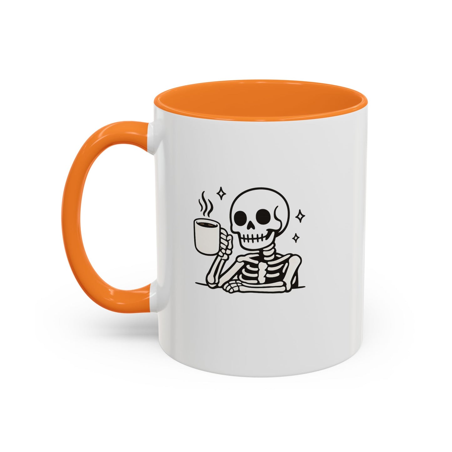 Skeleton Coffee Mug – Cute Skeleton Holding Coffee, Gothic Halloween Ceramic Mug (11oz & 15oz)