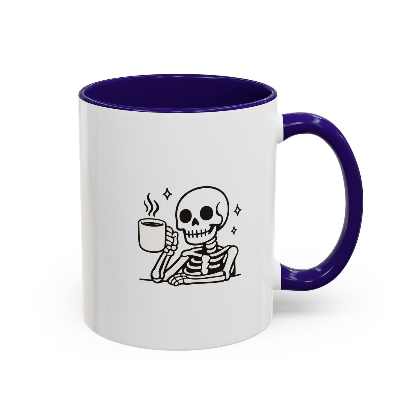 Skeleton Coffee Mug – Cute Skeleton Holding Coffee, Gothic Halloween Ceramic Mug (11oz & 15oz)