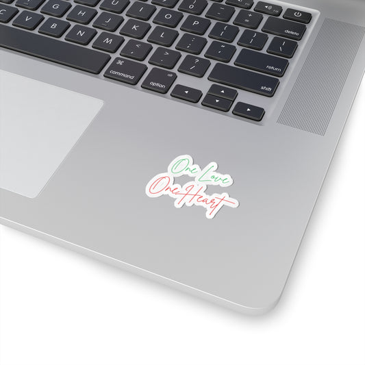 One Love One Heart Script Sticker — Inspirational Kiss-Cut Decal for Laptops & Journals