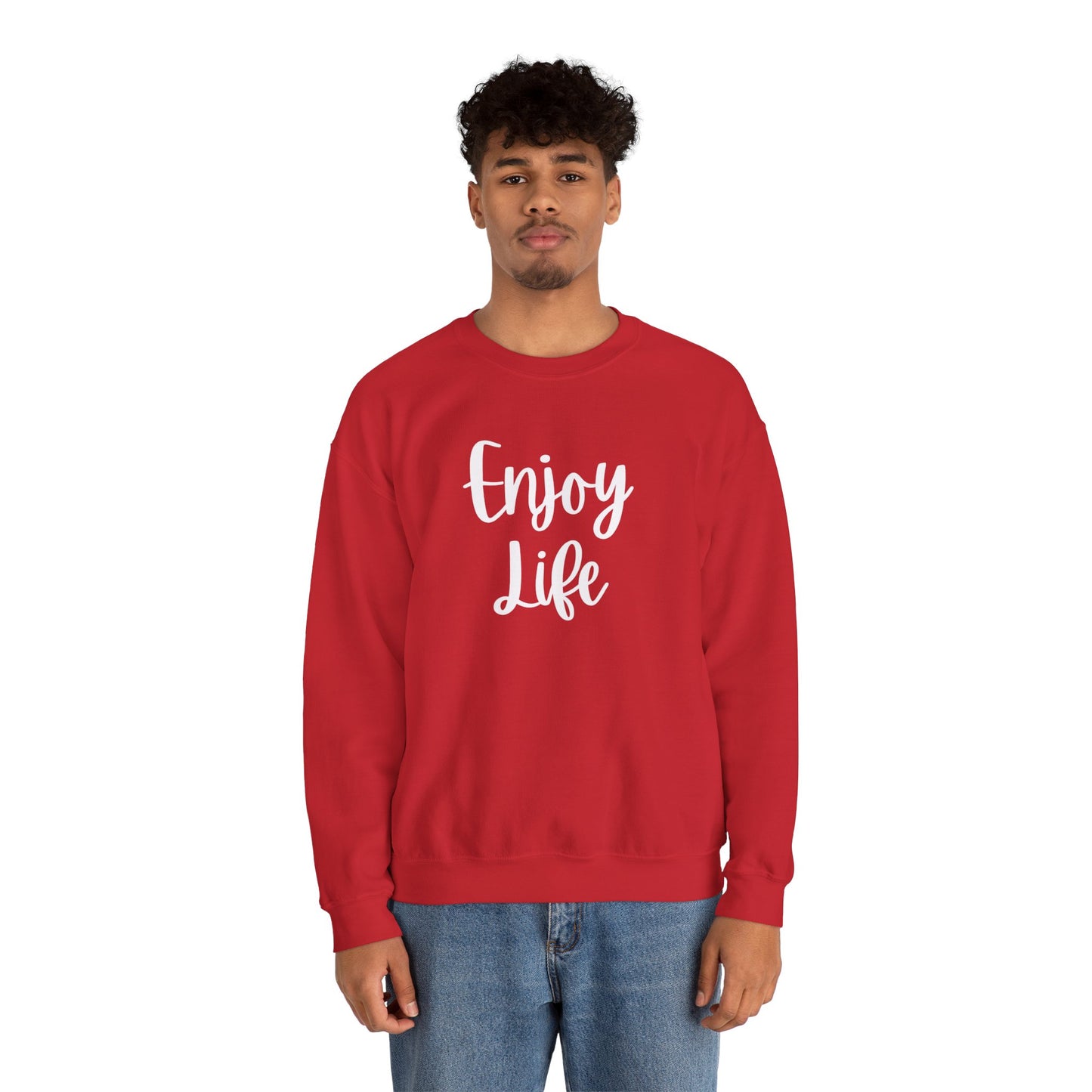 Crewneck Sweatshirt — “Enjoy Life” Script Motivational Pullover