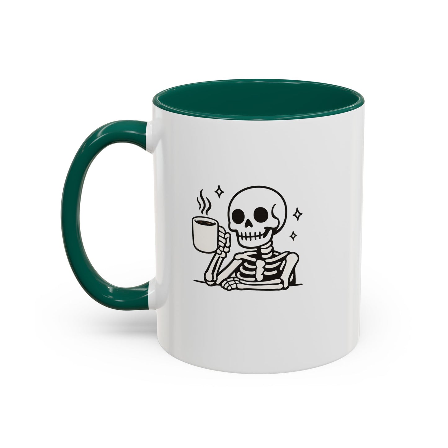 Skeleton Coffee Mug – Cute Skeleton Holding Coffee, Gothic Halloween Ceramic Mug (11oz & 15oz)