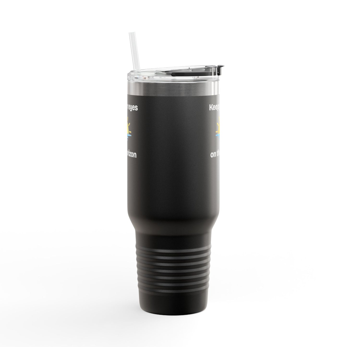 40oz Insulated Travel Mug — 'Sunrise on the Horizon' Thermal Tumbler with Handle & Straw