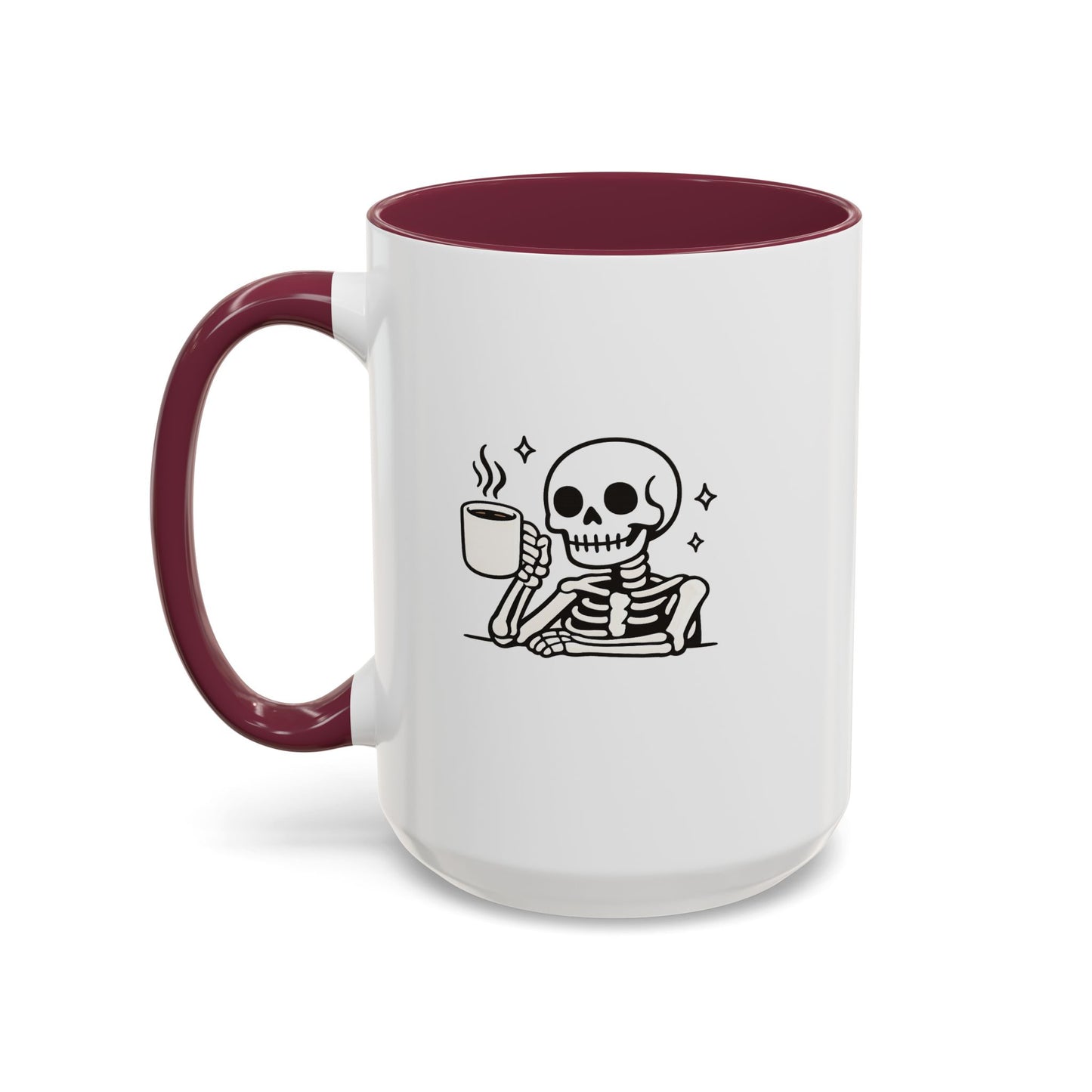 Skeleton Coffee Mug – Cute Skeleton Holding Coffee, Gothic Halloween Ceramic Mug (11oz & 15oz)