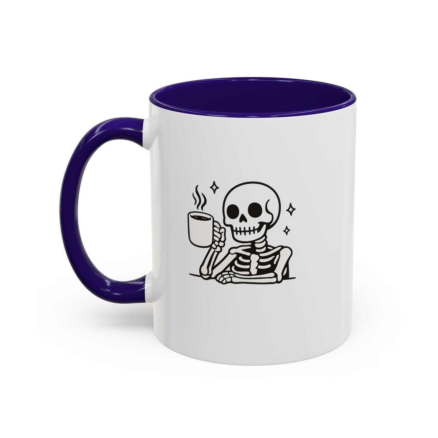 Skeleton Coffee Mug – Cute Skeleton Holding Coffee, Gothic Halloween Ceramic Mug (11oz & 15oz)