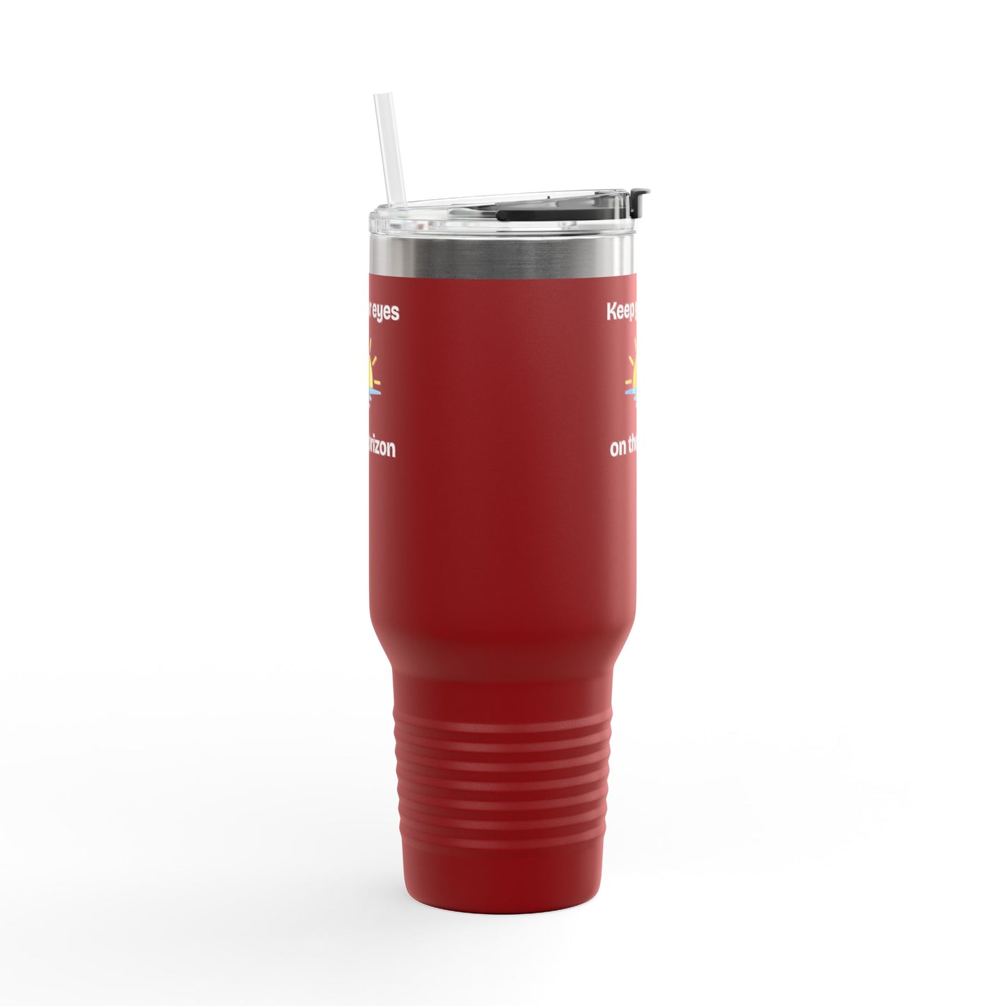 40oz Insulated Travel Mug — 'Sunrise on the Horizon' Thermal Tumbler with Handle & Straw