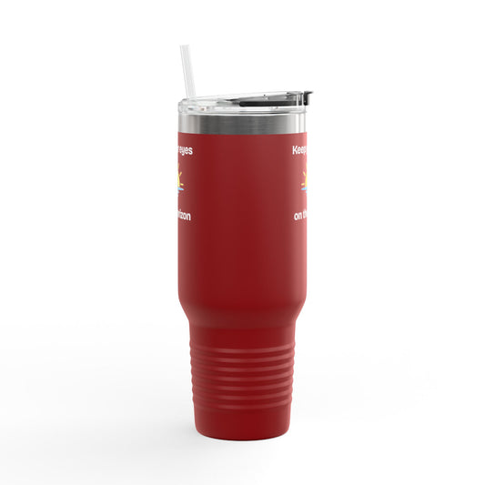 40oz Insulated Travel Mug — 'Sunrise on the Horizon' Thermal Tumbler with Handle & Straw