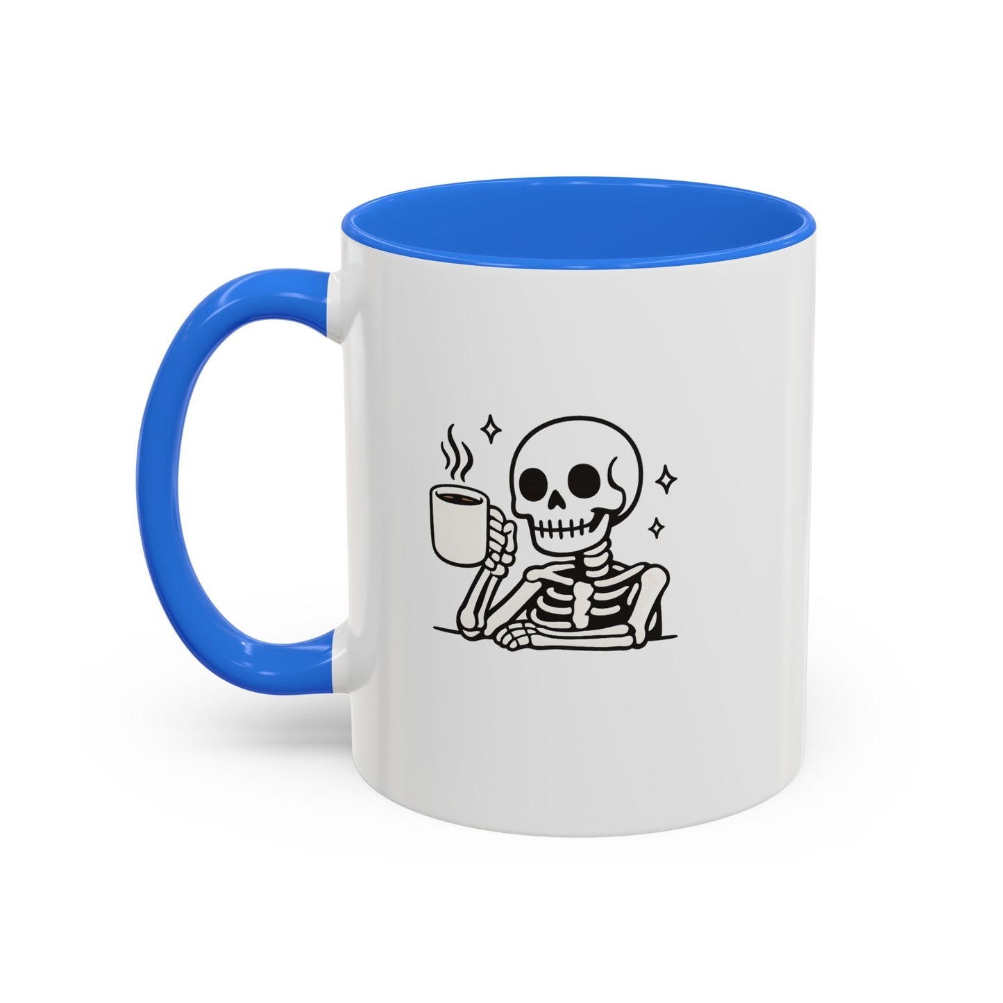 Skeleton Coffee Mug – Cute Skeleton Holding Coffee, Gothic Halloween Ceramic Mug (11oz & 15oz)