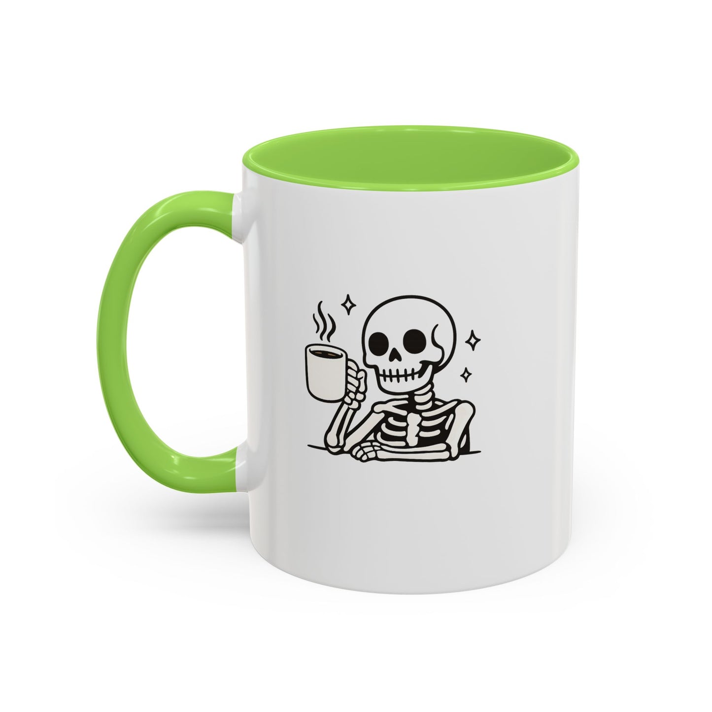 Skeleton Coffee Mug – Cute Skeleton Holding Coffee, Gothic Halloween Ceramic Mug (11oz & 15oz)