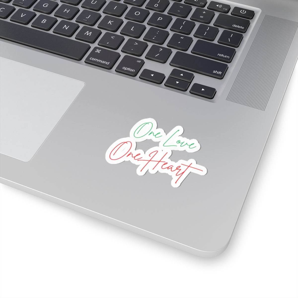 One Love One Heart Script Sticker — Inspirational Kiss-Cut Decal for Laptops & Journals