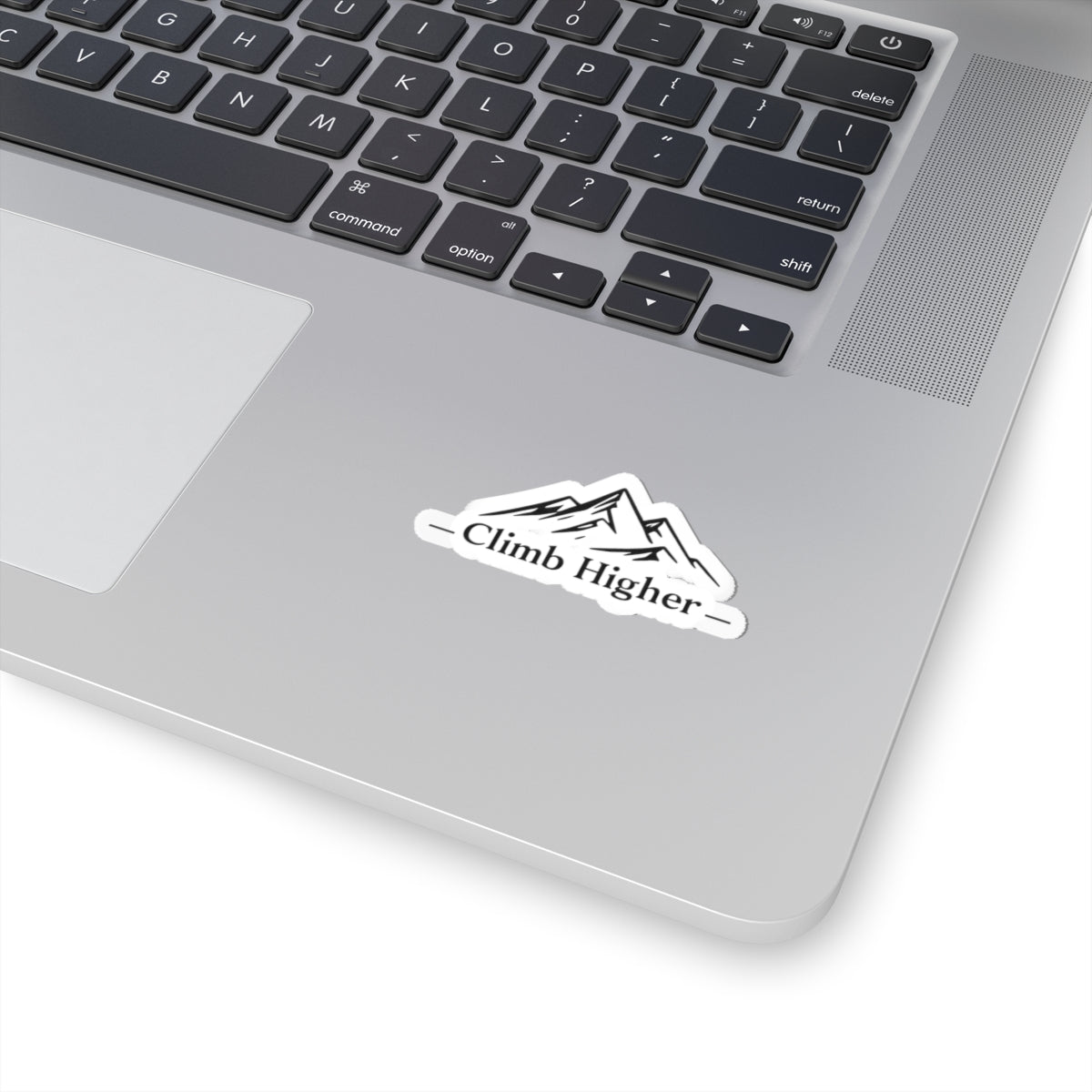 Climb Higher Mountain Sticker — Minimalist Outdoor Adventure Laptop Decal