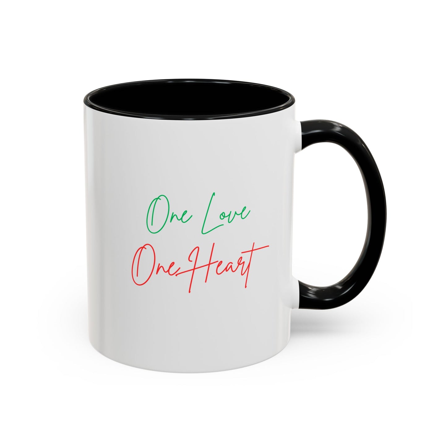 One Love One Heart Accent Coffee Mug — Inspirational Romantic Gift