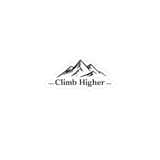 Climb Higher Mountain Sticker — Minimalist Outdoor Adventure Laptop Decal