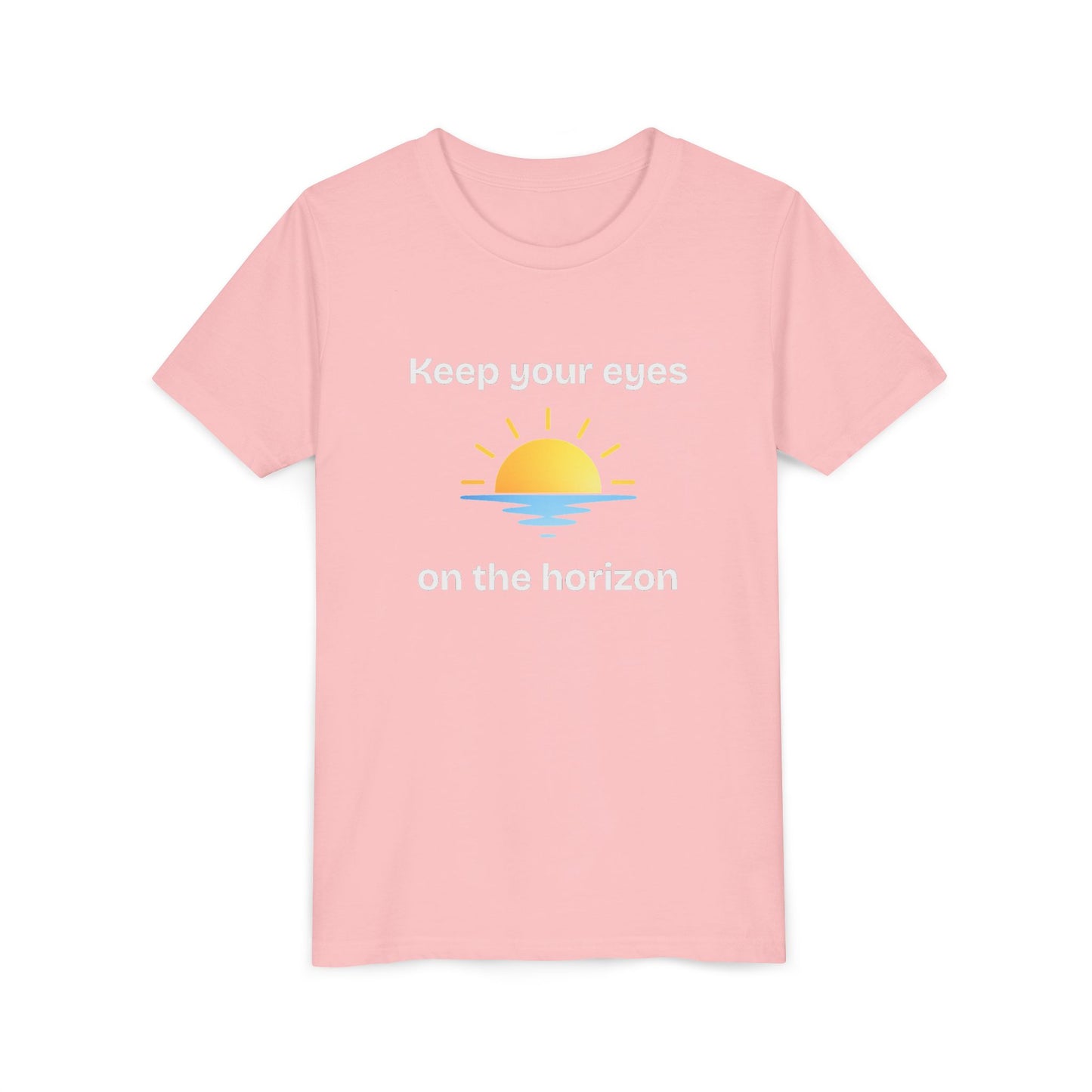 Youth Tee — "Keep Your Eyes on the Horizon" Sunrise Graphic