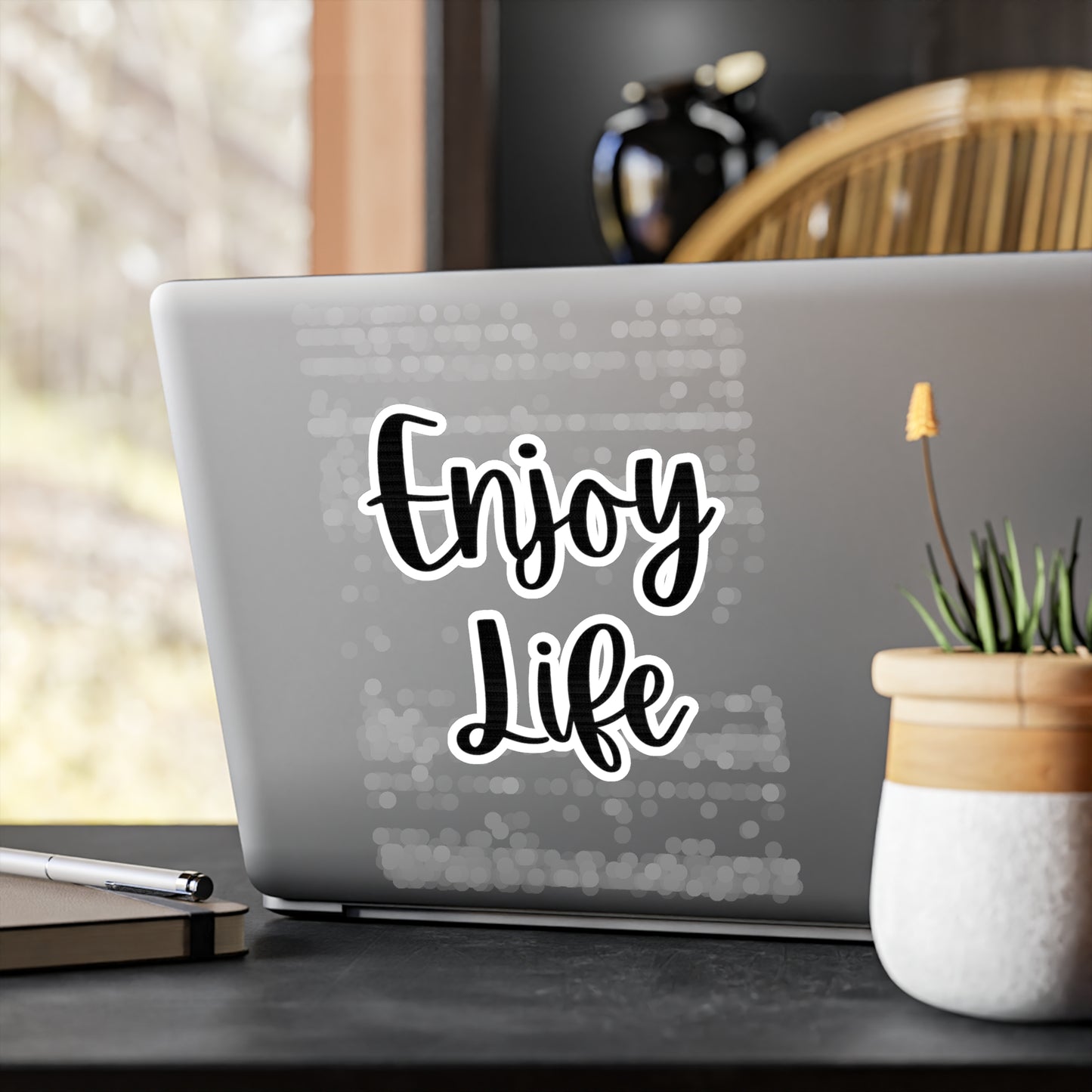 Enjoy Life Vinyl Sticker — Inspirational Kiss-Cut Decal for Water Bottles, Laptops & Windows