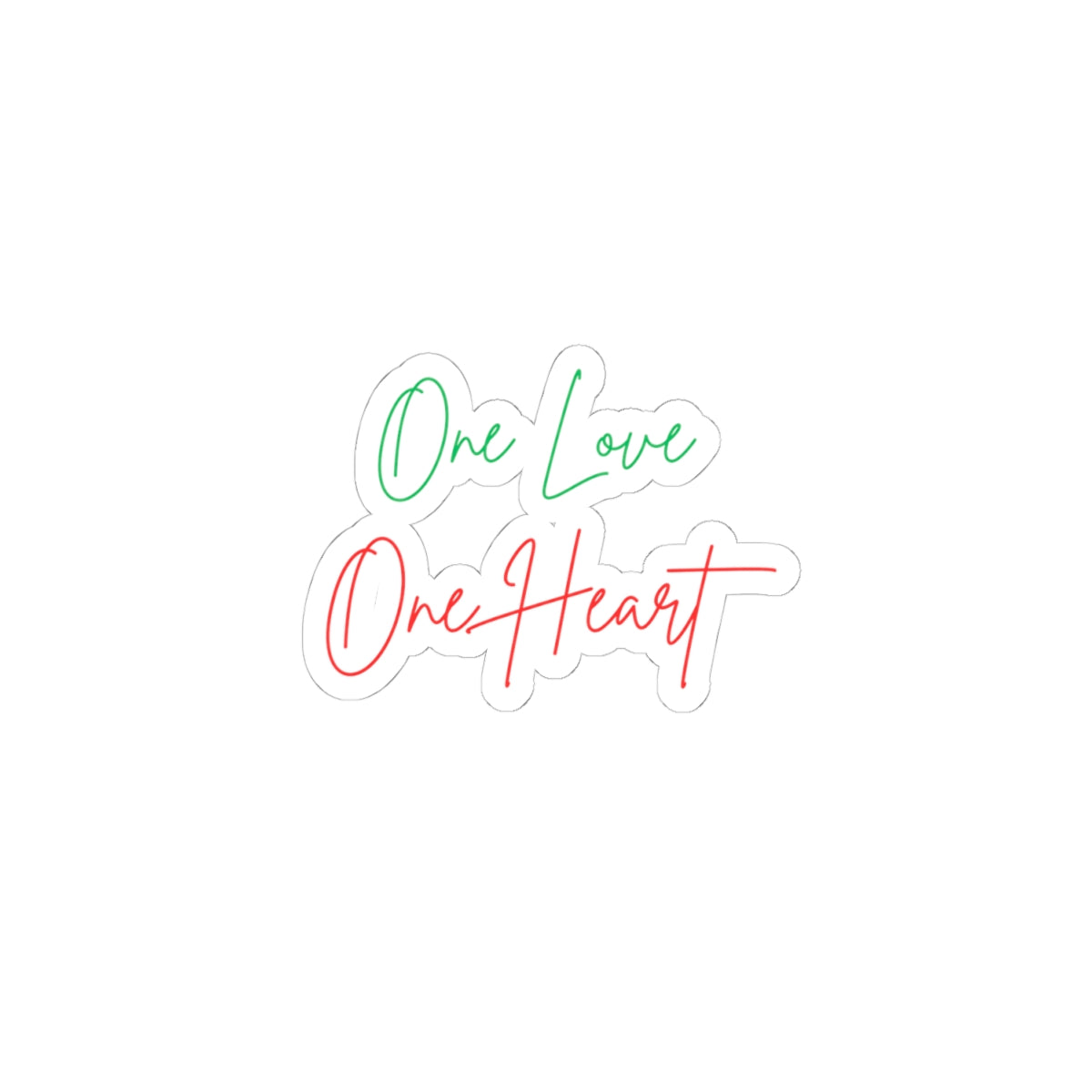 One Love One Heart Script Sticker — Inspirational Kiss-Cut Decal for Laptops & Journals