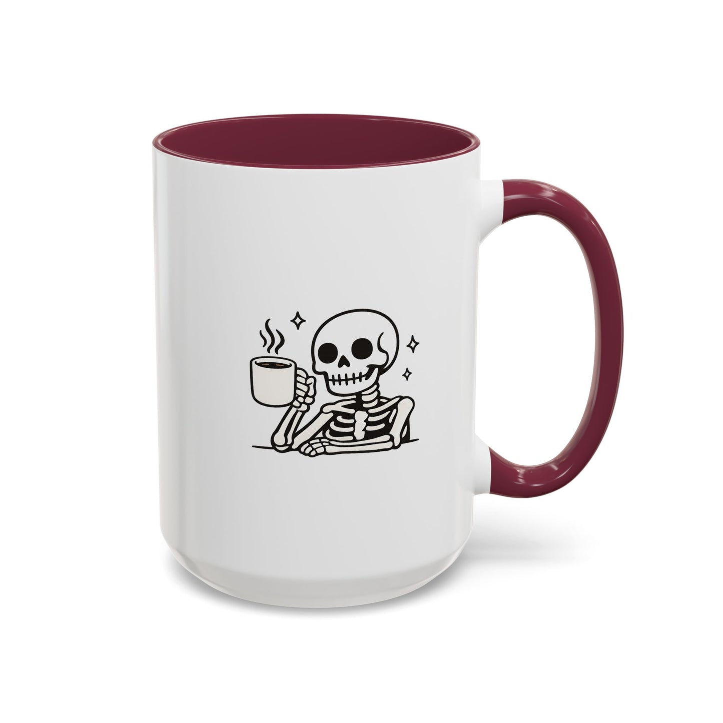 Skeleton Coffee Mug – Cute Skeleton Holding Coffee, Gothic Halloween Ceramic Mug (11oz & 15oz)