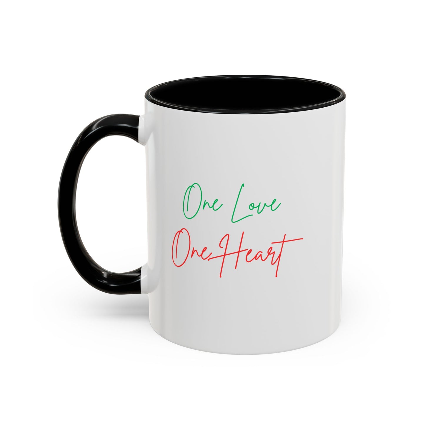 One Love One Heart Accent Coffee Mug — Inspirational Romantic Gift