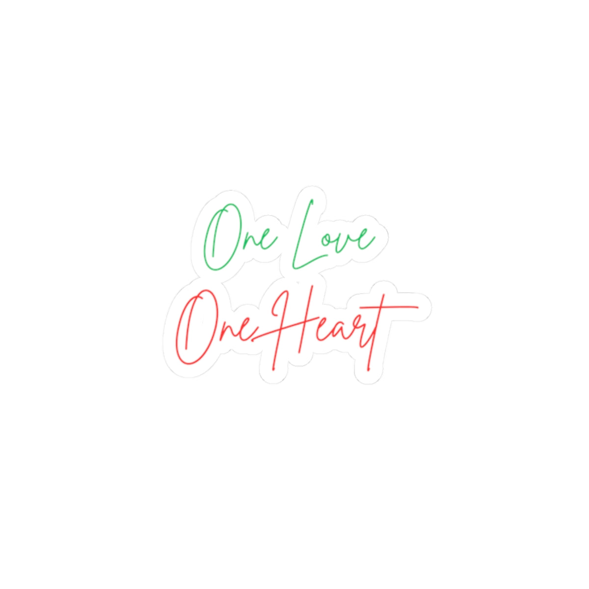 One Love One Heart Script Sticker — Inspirational Kiss-Cut Decal for Laptops & Journals
