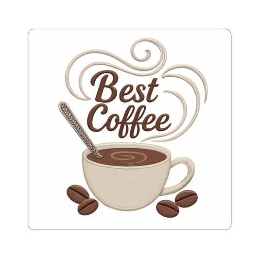 Best Coffee Kiss-Cut Sticker — Cute Coffee Cup Decal for Laptops & Mugs