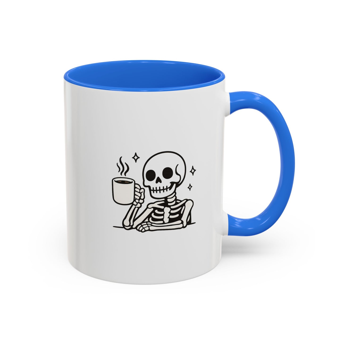Skeleton Coffee Mug – Cute Skeleton Holding Coffee, Gothic Halloween Ceramic Mug (11oz & 15oz)