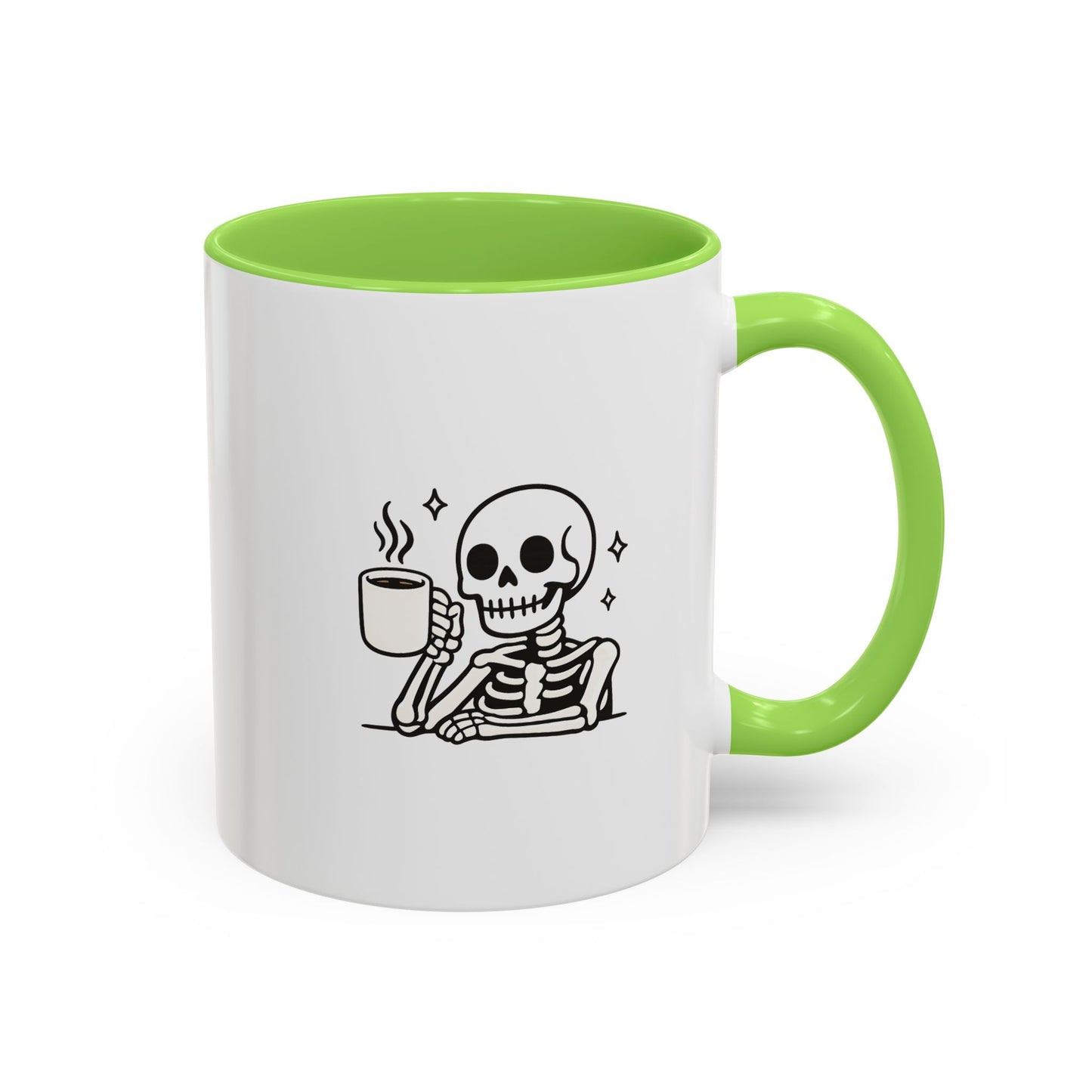 Skeleton Coffee Mug – Cute Skeleton Holding Coffee, Gothic Halloween Ceramic Mug (11oz & 15oz)