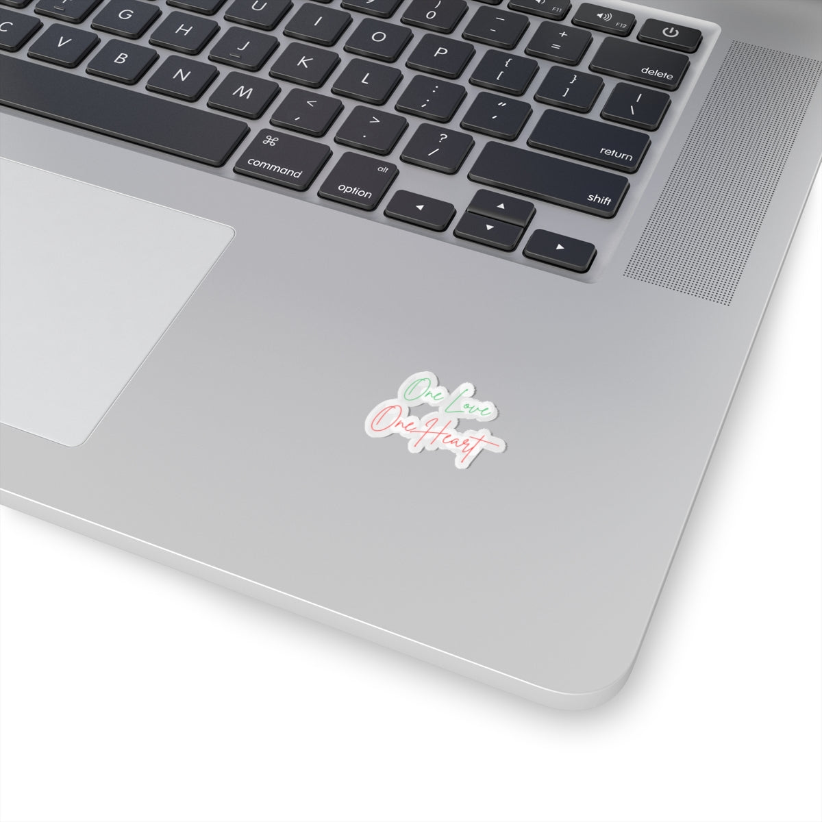 One Love One Heart Script Sticker — Inspirational Kiss-Cut Decal for Laptops & Journals