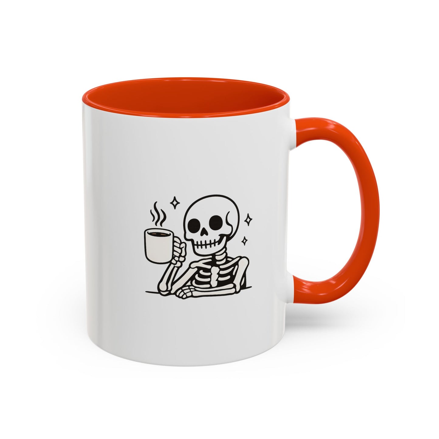 Skeleton Coffee Mug – Cute Skeleton Holding Coffee, Gothic Halloween Ceramic Mug (11oz & 15oz)