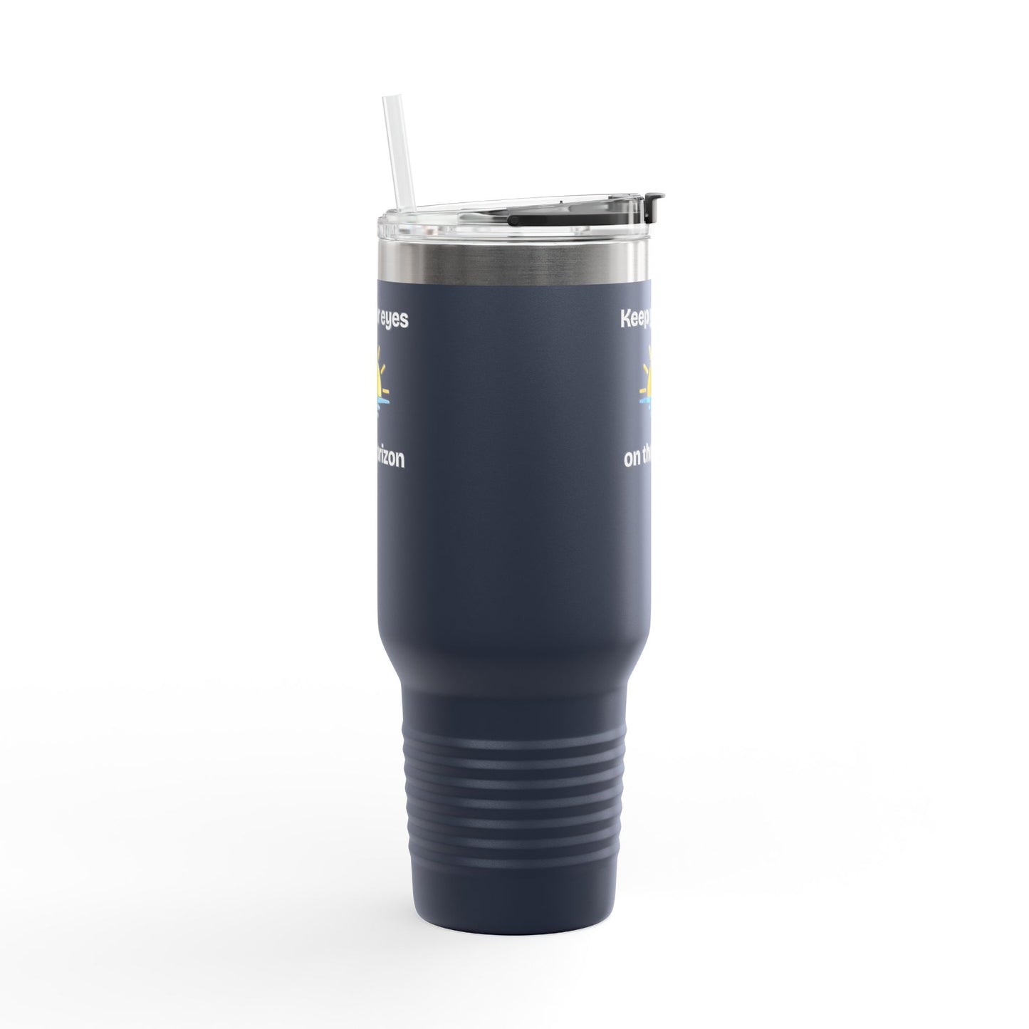 40oz Insulated Travel Mug — 'Sunrise on the Horizon' Thermal Tumbler with Handle & Straw