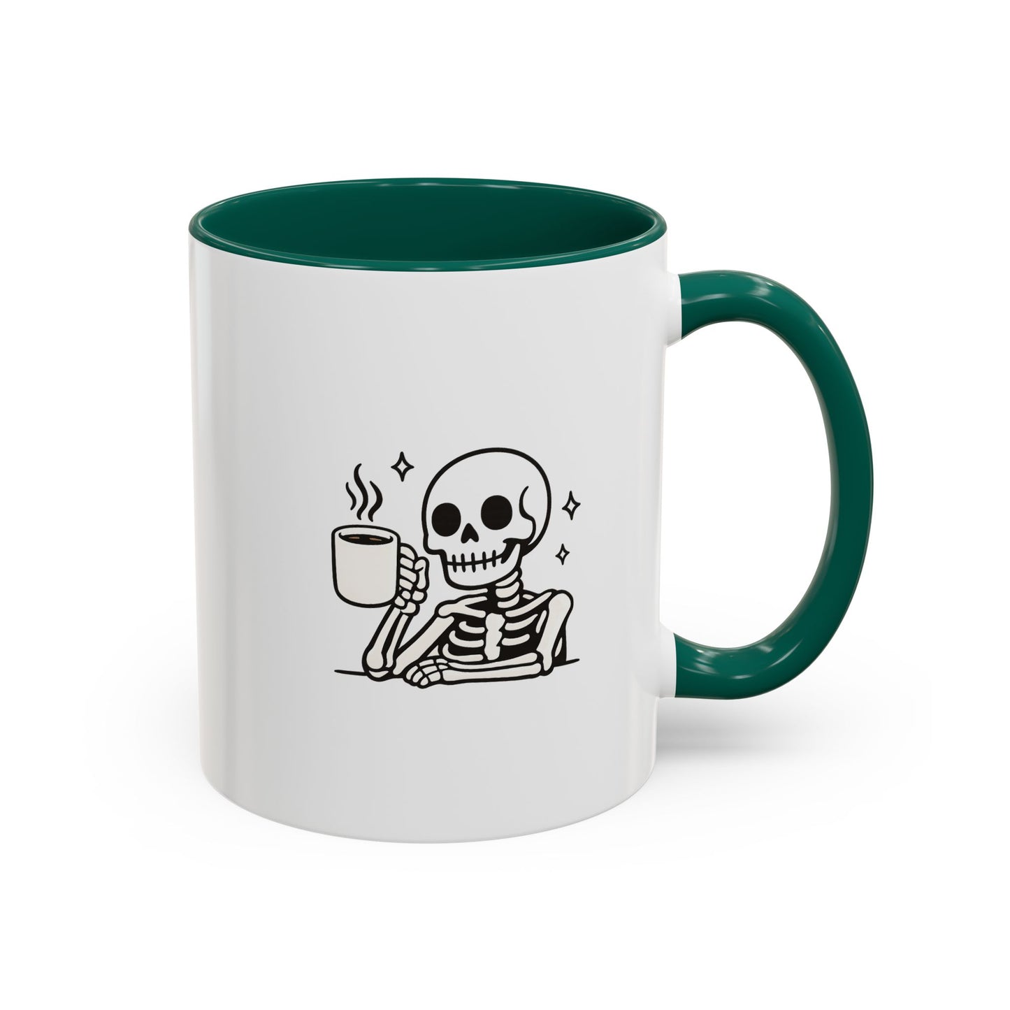 Skeleton Coffee Mug – Cute Skeleton Holding Coffee, Gothic Halloween Ceramic Mug (11oz & 15oz)