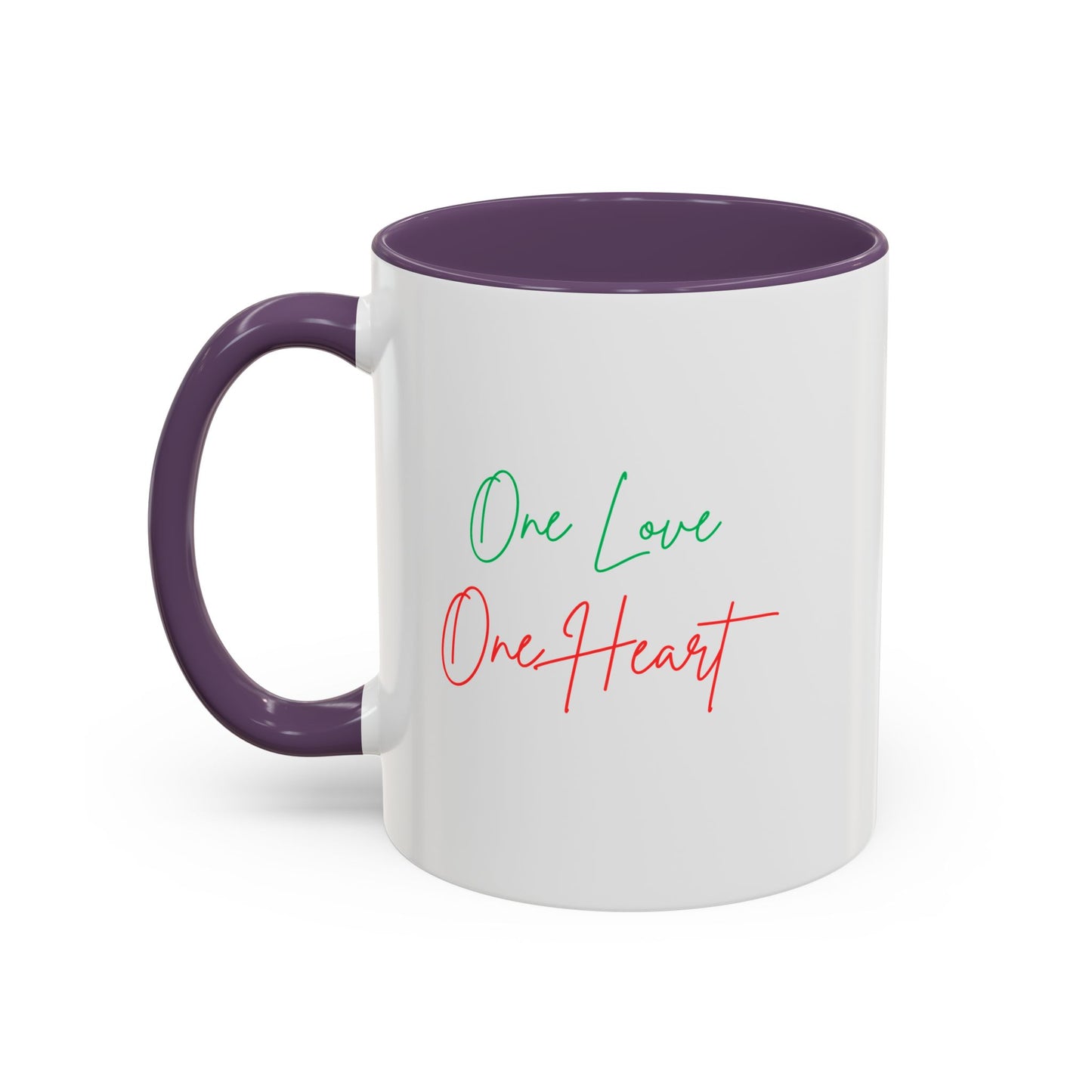 One Love One Heart Accent Coffee Mug — Inspirational Romantic Gift