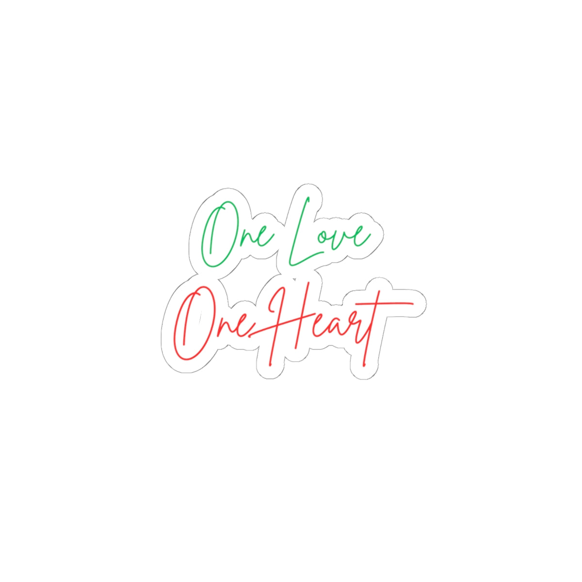 One Love One Heart Script Sticker — Inspirational Kiss-Cut Decal for Laptops & Journals