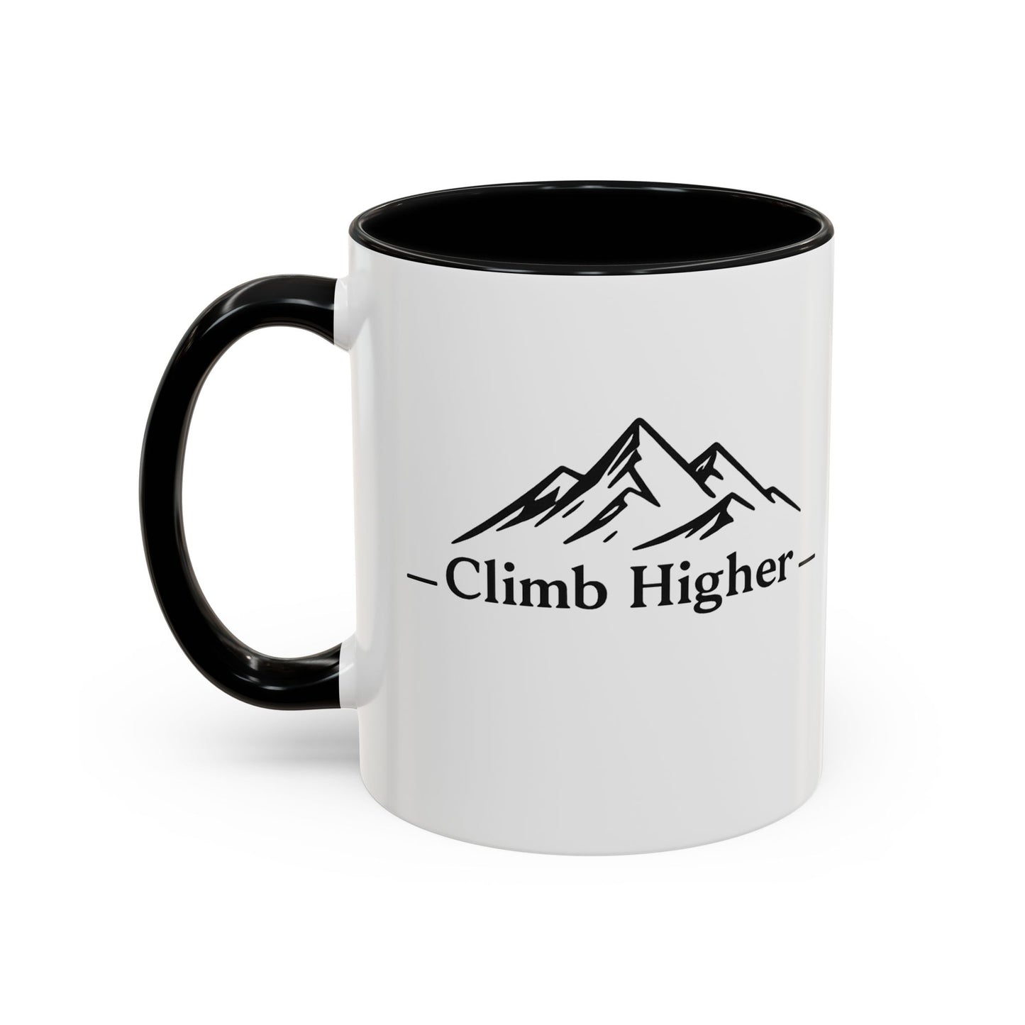 Climb Higher Mountain Coffee Mug — Inspirational Hiking Camper Gift (11/15oz)