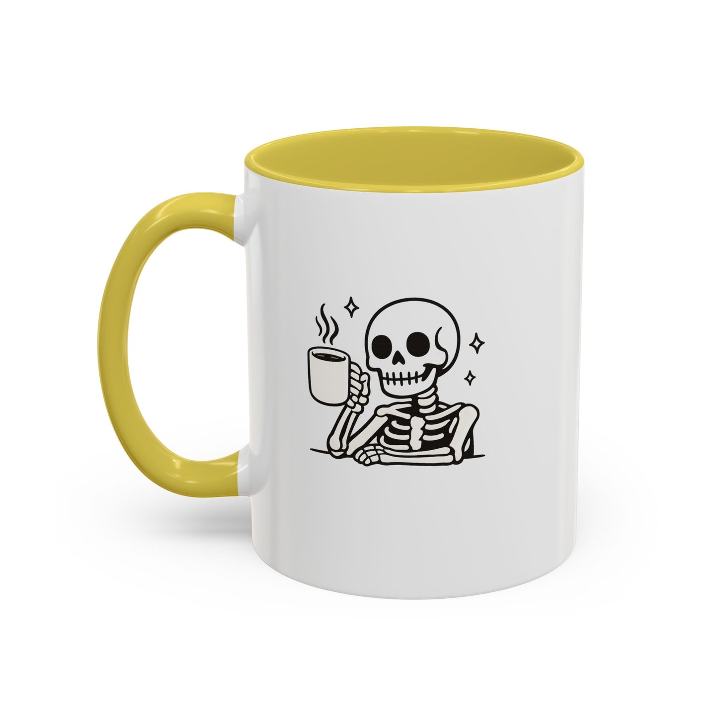 Skeleton Coffee Mug – Cute Skeleton Holding Coffee, Gothic Halloween Ceramic Mug (11oz & 15oz)