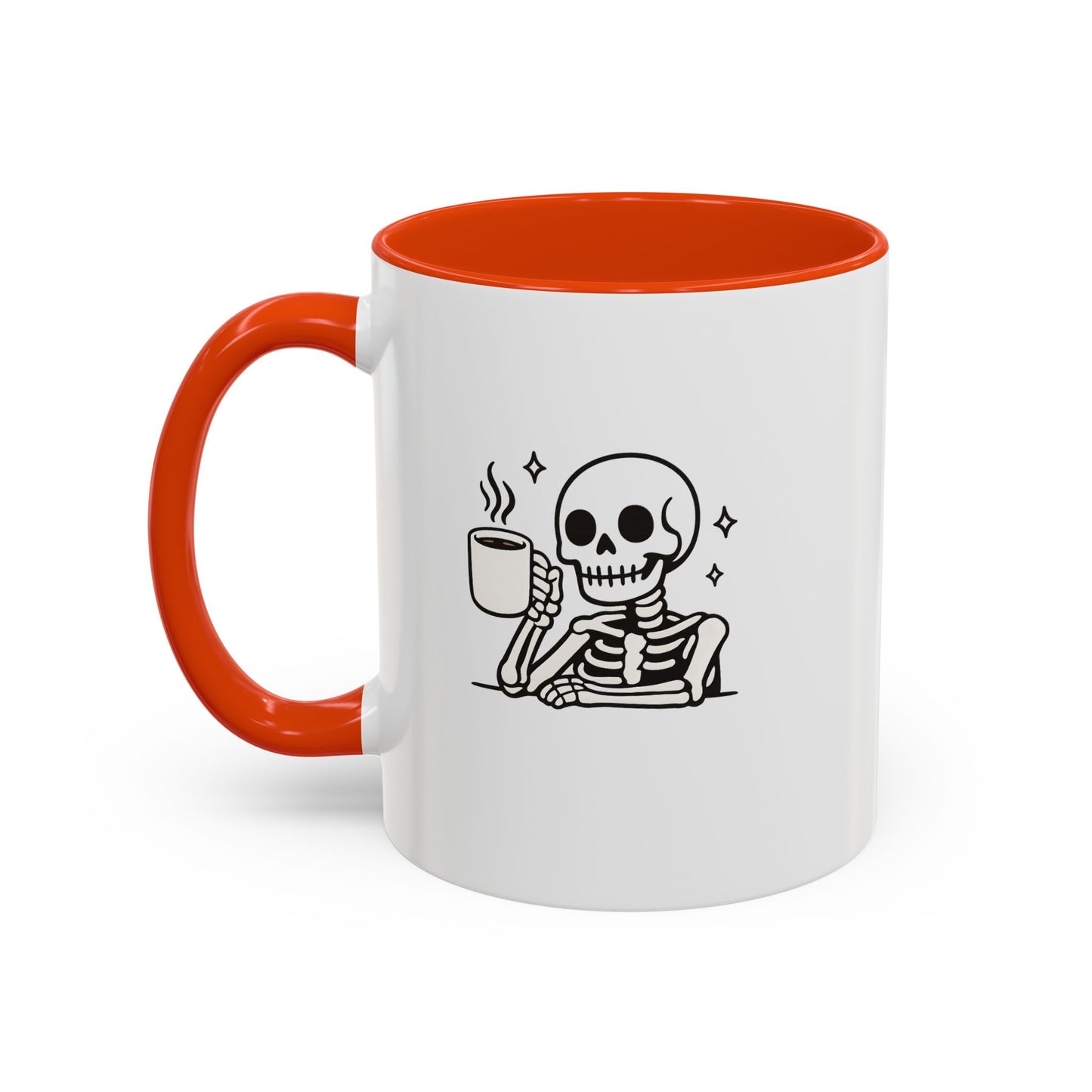 Skeleton Coffee Mug – Cute Skeleton Holding Coffee, Gothic Halloween Ceramic Mug (11oz & 15oz)