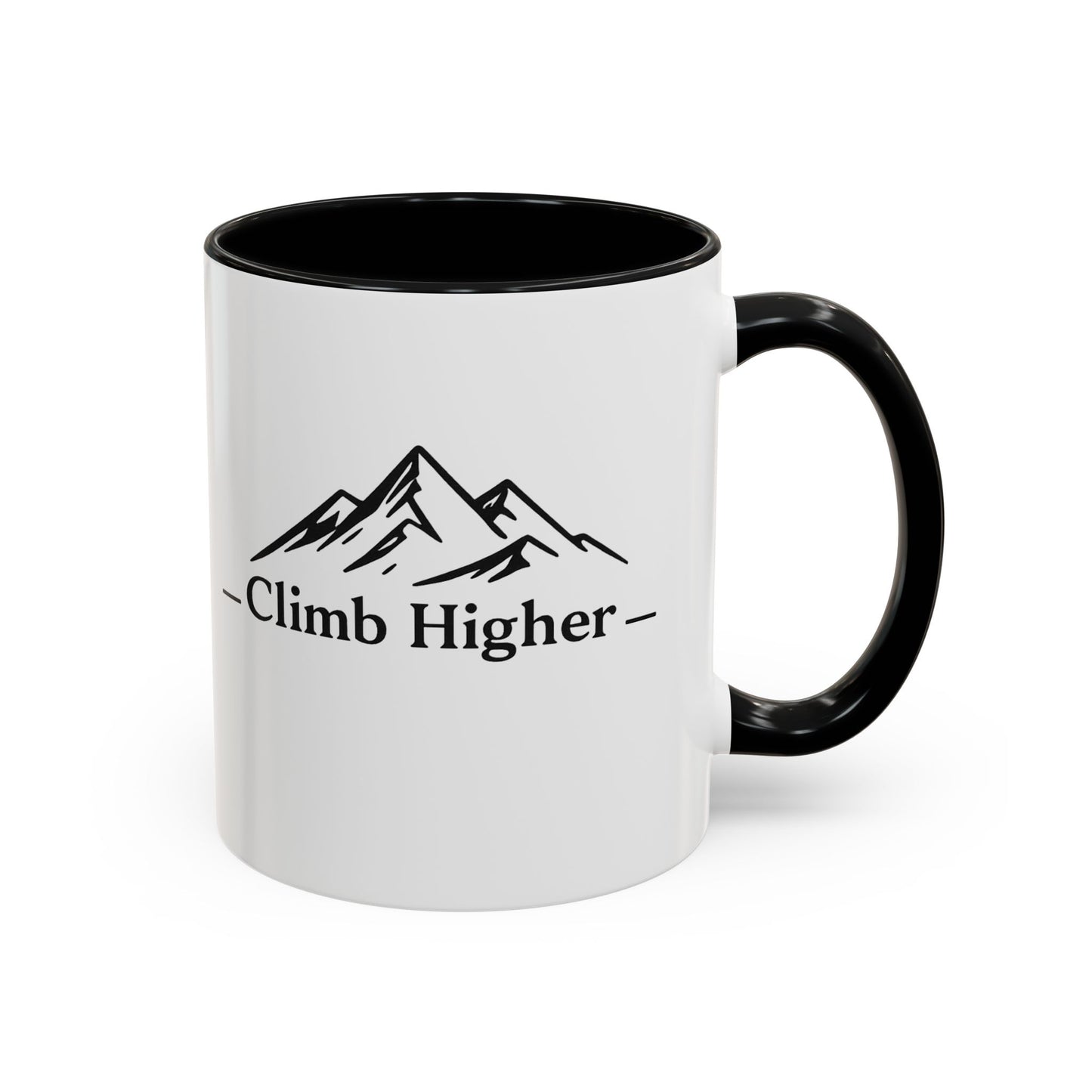 Climb Higher Mountain Coffee Mug — Inspirational Hiking Camper Gift (11/15oz)