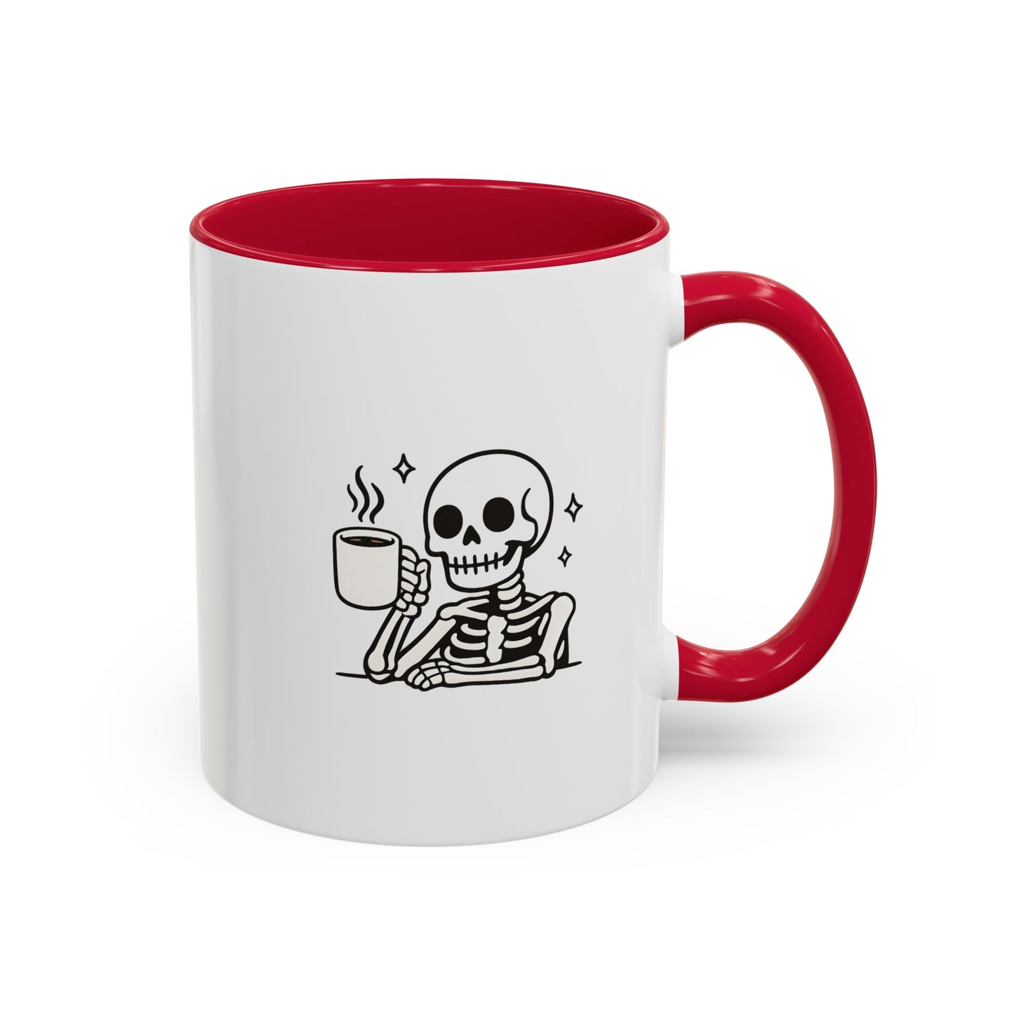 Skeleton Coffee Mug – Cute Skeleton Holding Coffee, Gothic Halloween Ceramic Mug (11oz & 15oz)