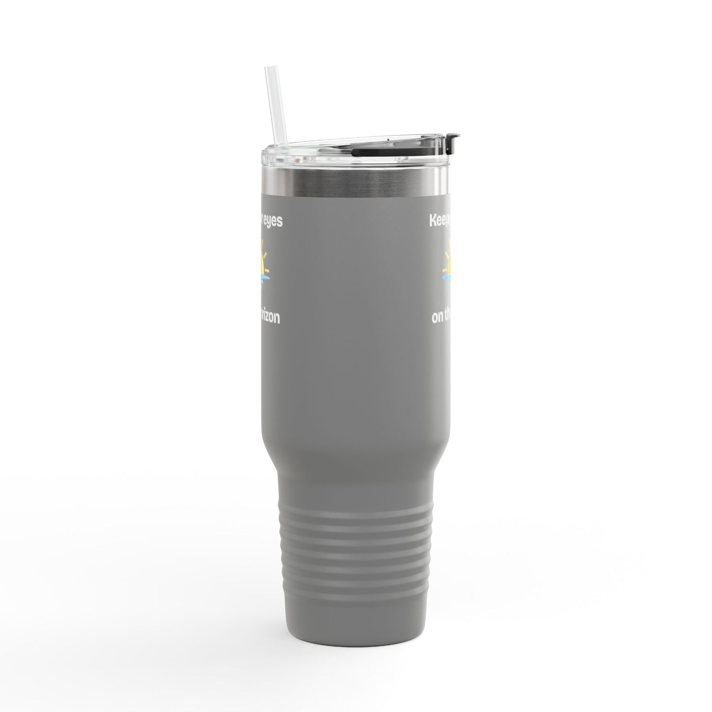 40oz Insulated Travel Mug — 'Sunrise on the Horizon' Thermal Tumbler with Handle & Straw