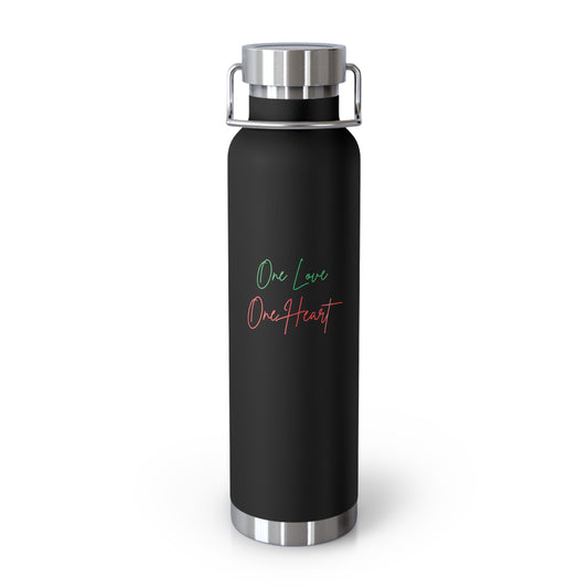 Insulated Water Bottle — "One Love One Heart" Stainless 22oz