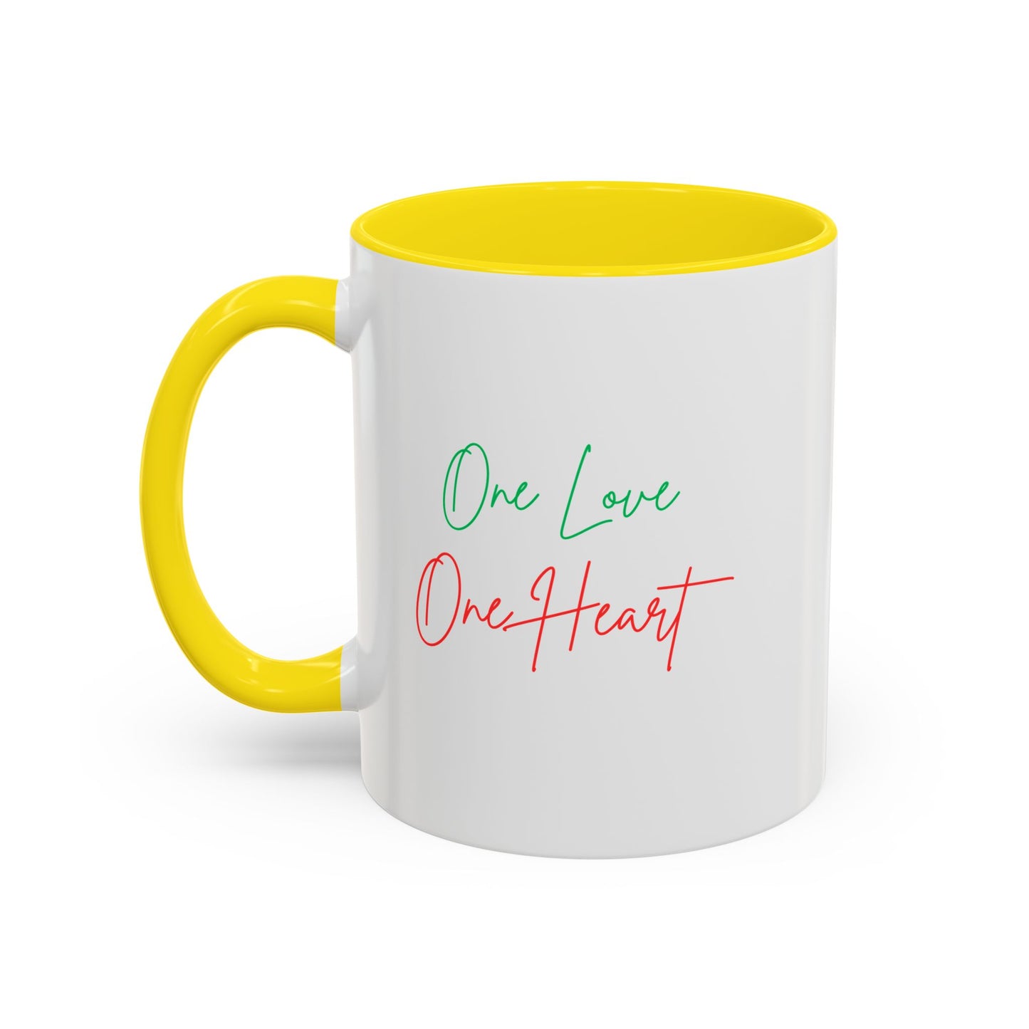 One Love One Heart Accent Coffee Mug — Inspirational Romantic Gift