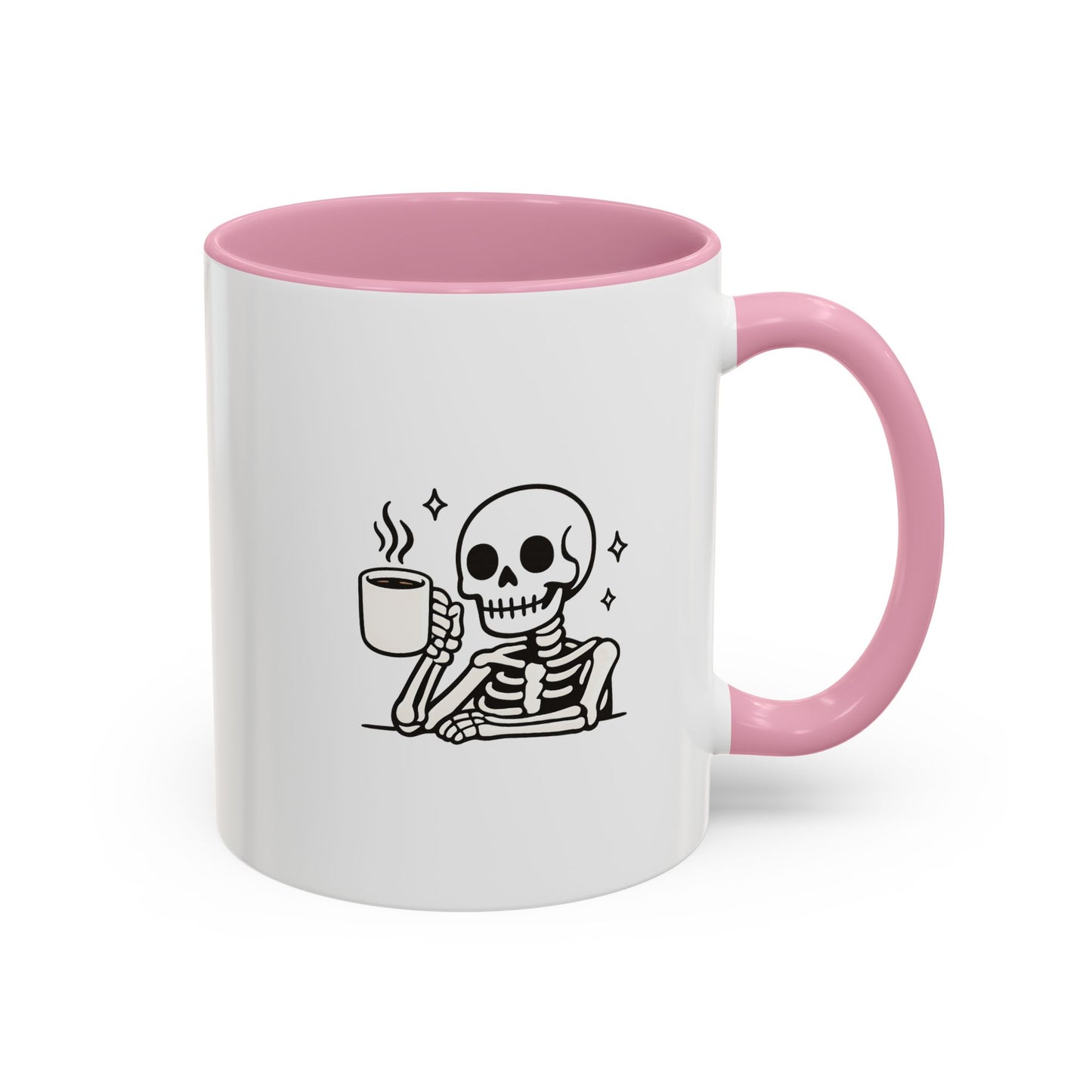 Skeleton Coffee Mug – Cute Skeleton Holding Coffee, Gothic Halloween Ceramic Mug (11oz & 15oz)
