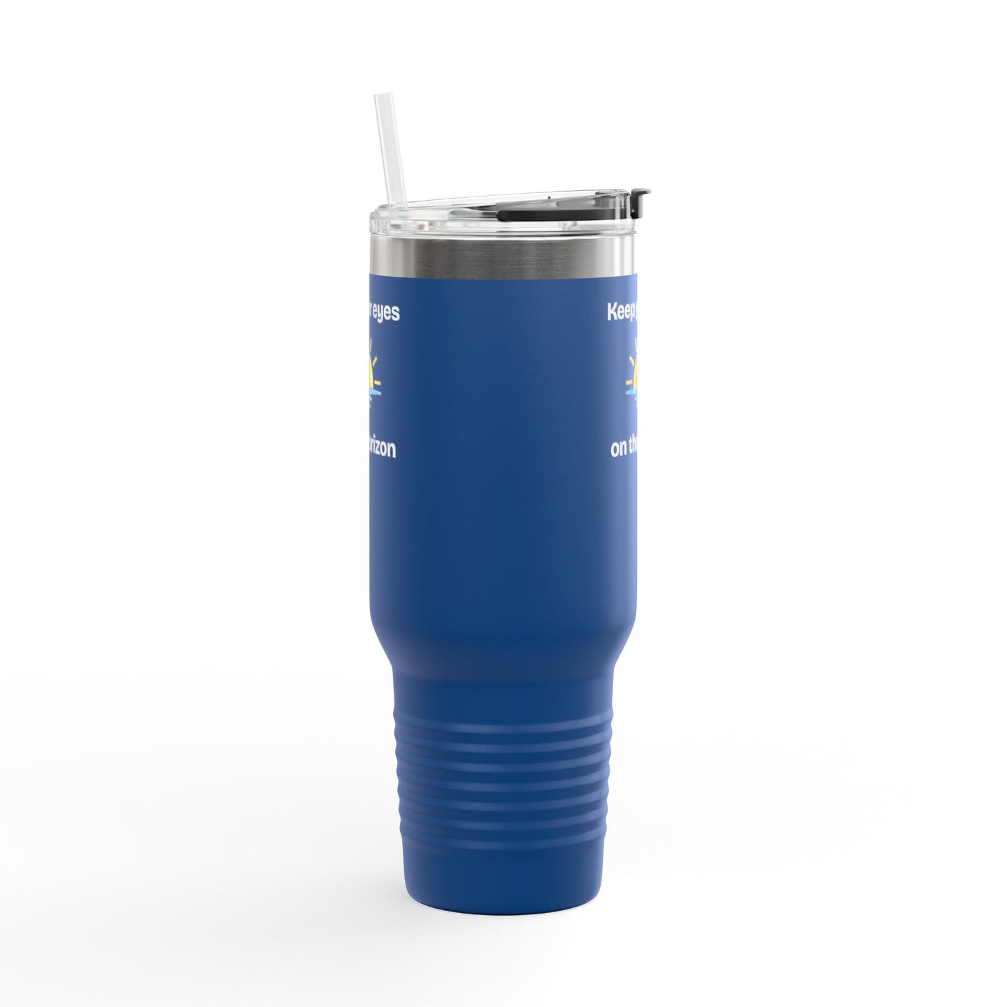 40oz Insulated Travel Mug — 'Sunrise on the Horizon' Thermal Tumbler with Handle & Straw
