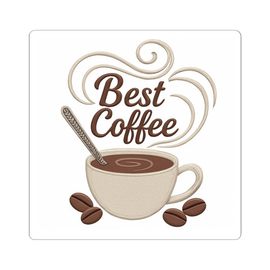 Best Coffee Kiss-Cut Sticker — Cute Coffee Cup Decal for Laptops & Mugs