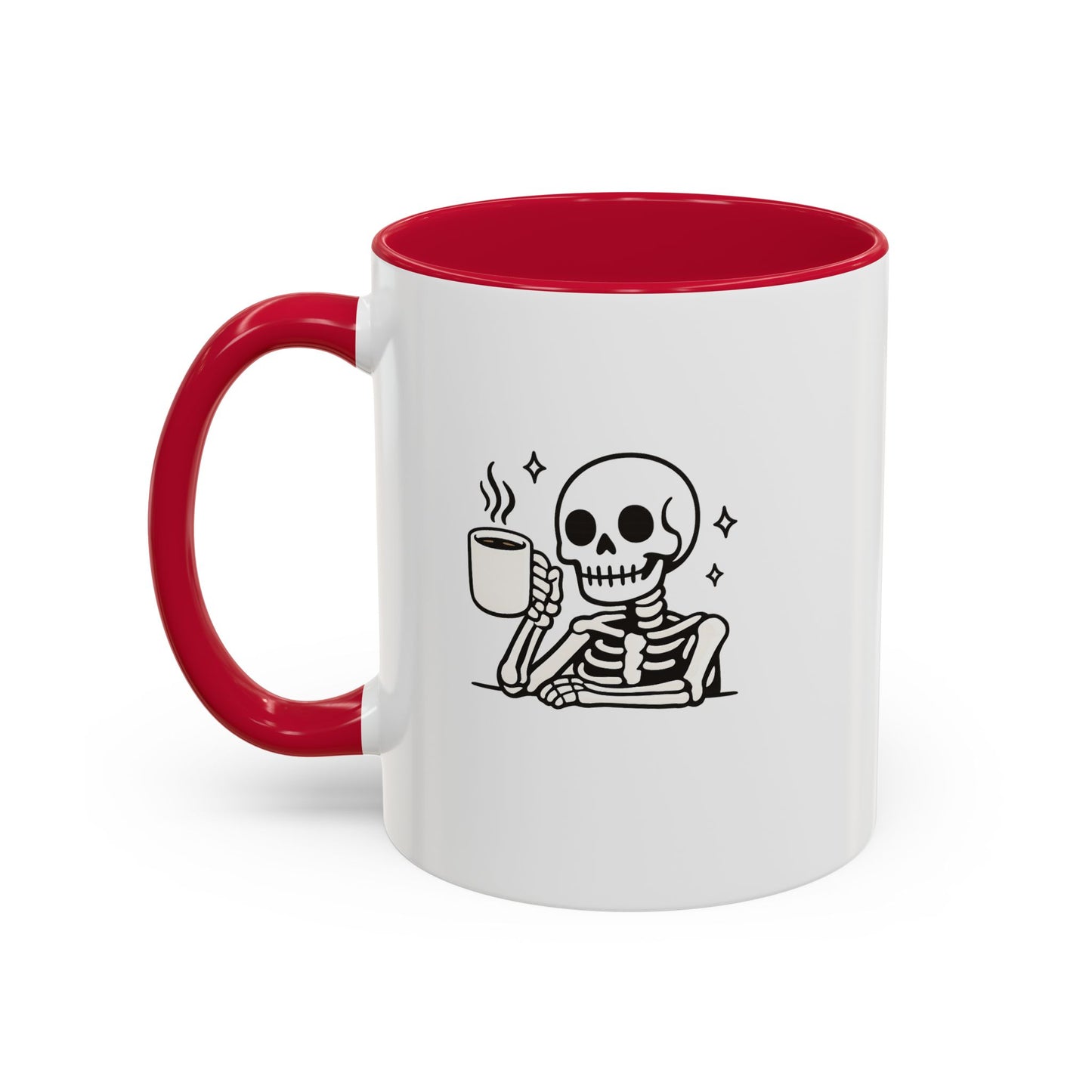 Skeleton Coffee Mug – Cute Skeleton Holding Coffee, Gothic Halloween Ceramic Mug (11oz & 15oz)